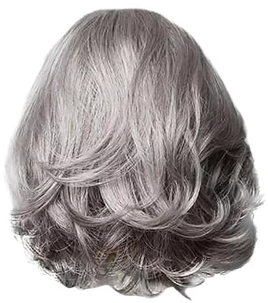 kurze Haar einer hat eine silbergraue synthetische Perücke im mittleren mit grauen Rändern Haarbürste Baby (Grey One Size)
