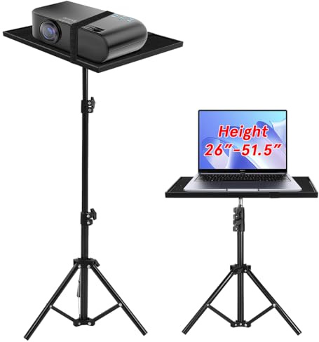 PartyKindom Projector Stand Tripod Laptop Holder Multifunctional DJ Rack Stand with Adjustable Height Laptop Floor Holder for Office, Home, Stage, Studio, Outdoor Movie, Computer, Book