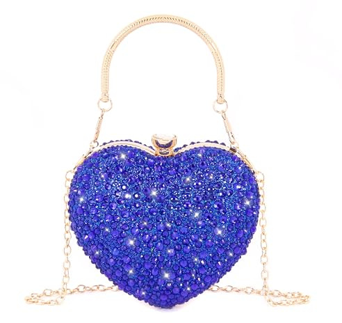 Naimo Damen Herz Clutch Strass Handtasche Glitzer Mini Tasche Abendtasche für Party Hochzeit Cocktail