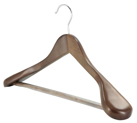 Premium Holzbügel-Set 6er - Extrabreite Schultern (5,8 cm) mit 360° Drehhaken - Inklusive Hosensteg für Mäntel, Jacken, Kleider und Anzüge - Aus hochwertigem Massivholz mit Rutschfester Oberfläche