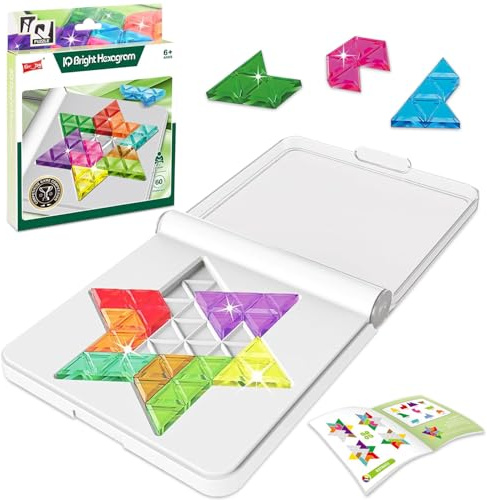 Sechszackiges Stern Puzzle Knobelspiel, Tangram IQ Puzzle 60 Verschiedene Schwierigkeitsstufen, Montessori Spielzeug Denksportspielzeug für Kinder