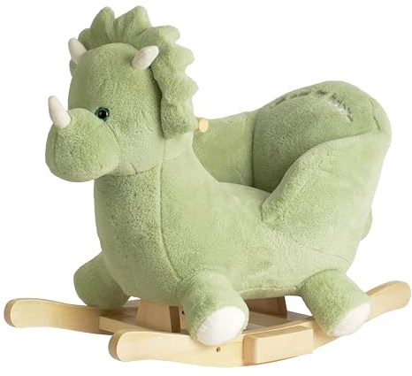Rocking Horse - Soft Stuffed Body,Safety Seat Chair, Wooden Rockers, Music Button – Toddler Ride-On Toy for Ages 1–3