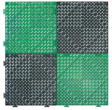 Dalles Pvc Garage Tapis Douche Extérieur Antidérapant Caillebotis Plastique Entrées Salle Bains(Green-black,5 pieces)