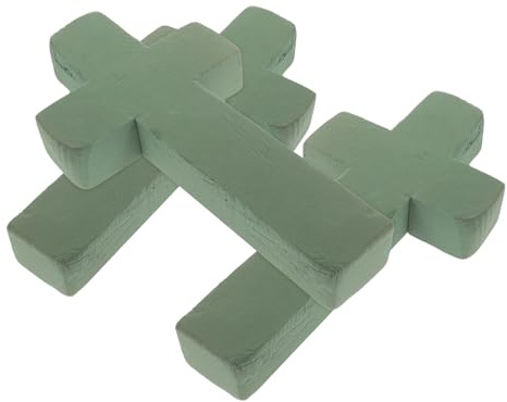 TEHAUX 3 Pezzi Schiuma Floreale a Forma di Croce ad Alta Densità, Base Assorbente per Bouquet Funebri, Inserto per Vasi da Cimitero per Composizioni Floreali Religiose Indoor e Outdoor