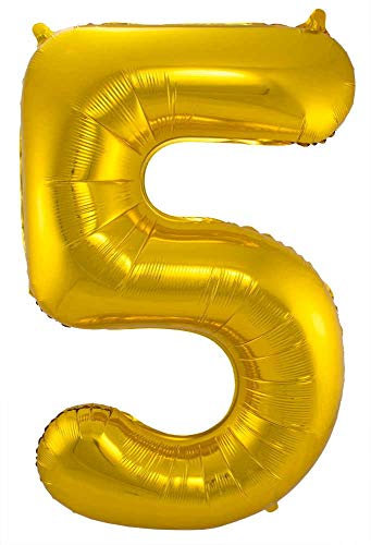 Folat 631853 - Folienballon Zahl 5 - gold - ca. 86 cm