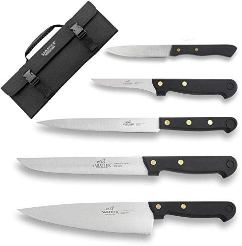 Sabatier - Malette du cuisinier 5 couteaux professionnels français lames acier inox manches à rivets