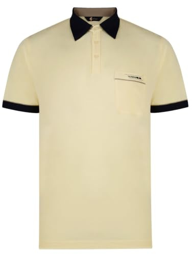 Gabicci Contrasting Collar & Cuff Patterned Jersey Polo Shirt - White