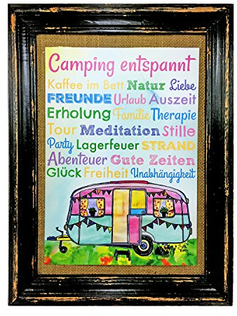 AnneSvea Camping entspannt. Wohnwagen Druck Poster A4 Bus Camper Caravan Geschenk Deko