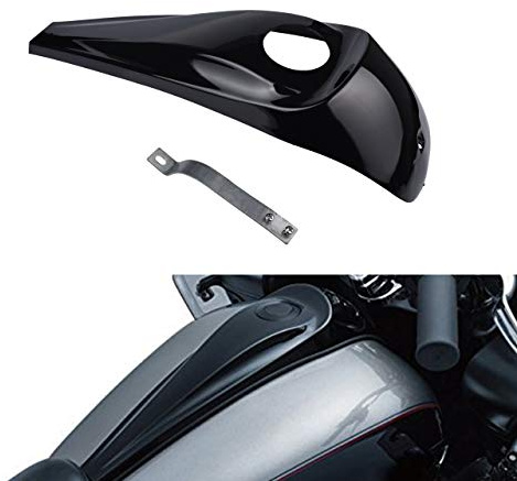 KATUR Schwarze Dekorative Kraftstofftankabdeckung/Schlossabdeckung, GläNzend Schwarz, Signatur Jim Nasi Smooth Dash, Kompatibel Mit Harley Street/Road Glide Harley ZubehöR 2008–2017