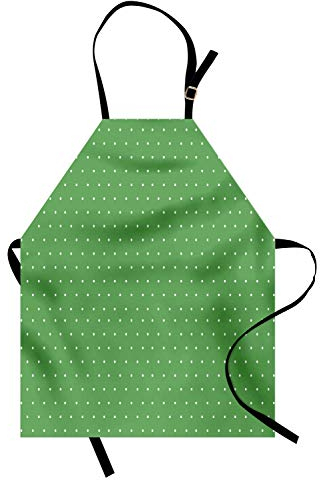 ABAKUHAUS Grün Kochschürze, 50er Jahre 60er Jahre Stil Retro Vintage inspiriert einfaches Design mit kleinen Tupfen Bild, Farbfest Höhenverstellbar Waschbar Klarer Digitaldruck, Weiß und Grün