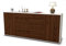 Stil.Zeit Sideboard Elisa, Korpus Weiss matt, Front Holz-Design Walnuss (180x79x35cm) Push-to-Open Technik & Leichtlaufschienen