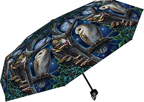 Nemesis Now Lisa Parker Regenschirm Fee und Eule, Kunststoff, Metall, 190T Pongee, Blau, Einheitsgröße