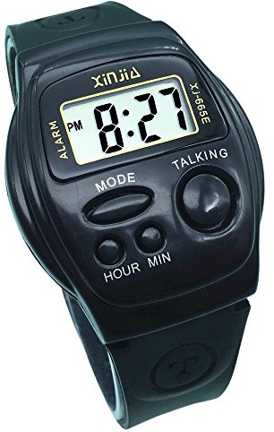 VISIONU Reloj Parlante Digital Negro con Alarma Anuncio de la hora en francés para ciegas y personas con discapacidad visual FR-665TF-TF