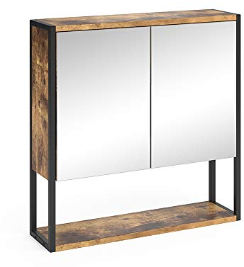 Vicco Badspiegelschrank Fyrk, Badezimmerspiegel, Eiche rustikal/Schwarz, 60 x 60 cm