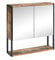 Vicco Badspiegelschrank Fyrk, Badezimmerspiegel, Eiche rustikal/Schwarz, 60 x 60 cm