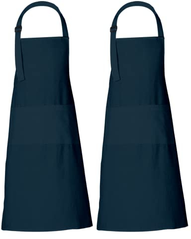 RAJRANG Baumwollschürze Packung mit 2 Schürzen, waschbare Kochschürze mit Tasche, Latzschürze und verstellbarer Küchenschürze für Männer und Frauen 69 x 89 cm Reflektiertes Teichblau