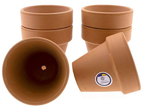 Lot de 6 pots de fleurs en céramique rouge et terre cuite 11 x 11 x 10,5 cm