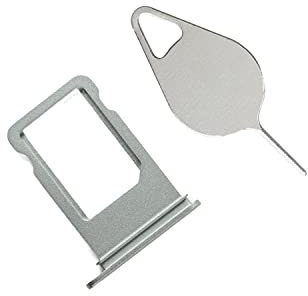 OnlyTech - SIM Card Tray/Holder Compatible with iPhone 7 Plus Grey/Silver - With Installed Waterproof Ring + Extraction Tool