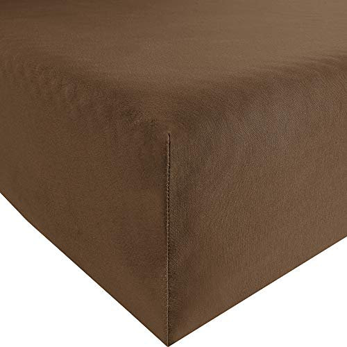 REDBEST Spannbettlaken Denver Elasthan-Jersey-Stretch Dunkelbraun Größe 90x190 cm - 100x200 cm - besonders weich und anschmiegsam, bügelfrei, mit Rundumgummi