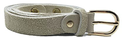 ALEXANDER MILANO Ceinture pour femme en daim avec trous longs fabriquée en Italie Vera Pelle fine, Beige, Ancho 2.5 cm Largo 136 cm