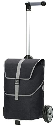 ANDERSEN Einkaufstrolley - Shopper Mikkel schwarz | mit ergonischem 3-Wege-Griff, höhenverstellbar, aus Alu, bis 40 kg - Tasche Thermofach, Rucksackfunktion, Fronttasche, 37 L