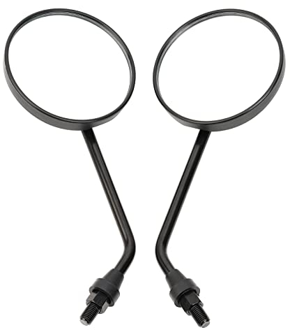 AHL 1 Paar 3,94/10.00mm Rund Motorrad Rückspiegel Lenkerspiegel Seitenspiegel Kompatibel mit Scooter Roller Bobber Cruiser Chopper Touring ATV Sport Bike (Schwarz)