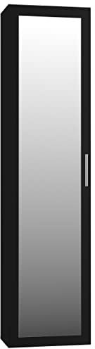 ADGO Duo Kleiderschrank mit Spiegel Schwraz Kompaktgarderobe für Eingangsbereich, Kleiderschrank 50 cm breit Tiefe:35cm Höhe:180cm Platz zum Aufhängen von Kleidung, 2 Regale, Kleiderbügel(2 Paketen)
