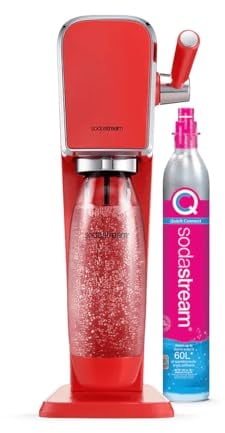 SodaStream ART Machine à Eau Pétillante avec Levier de Gazeification | Pack 1 Bouteille 1L Compatible Lave-Vaisselle + 1 Recharge de Gaz 60L à Clipser | Mandarine