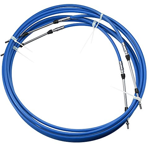 Motoforti 2pcs 13ft 157 Inch Throttle Shift Remote Control Box Cable Blue