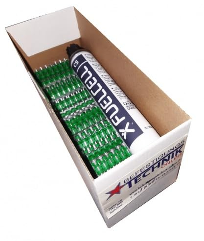 Clavos de hormigón 2,6 x 25 mm + gas para Powers Dewalt C5 Würth Diga CS2 CS3 Clavadora C