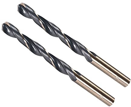 CoCud Twist Drill Bits, 10mm Cutting Edge, Titanium & Nitride Coated High Speed Steel 4341 Round Shank - (Applications: for Stainless Steel Drilling Machine), 2-Pieces