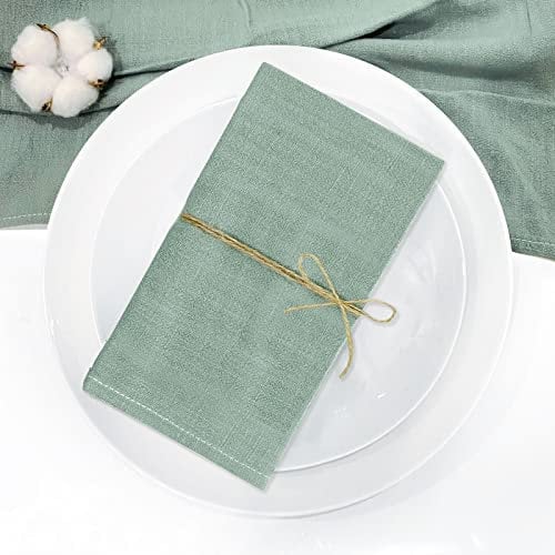 Stoffservietten, 6er Pack Hochwertige Servietten 40x40 cm, Tischdekoration Servietten Hochzeit Geburtstag, Leinenservietten Wiederverwendbare Feiern Abendessen Cafe Restaurant, Hellgrün