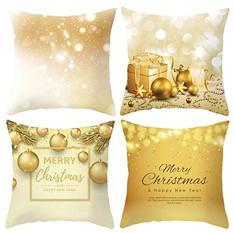 Kissenbezüge Modern 4er Set, Weihnachten Weinachten Deko Kissenbezug Palla di Neve Weihnachtsdekorationen 40X40CM