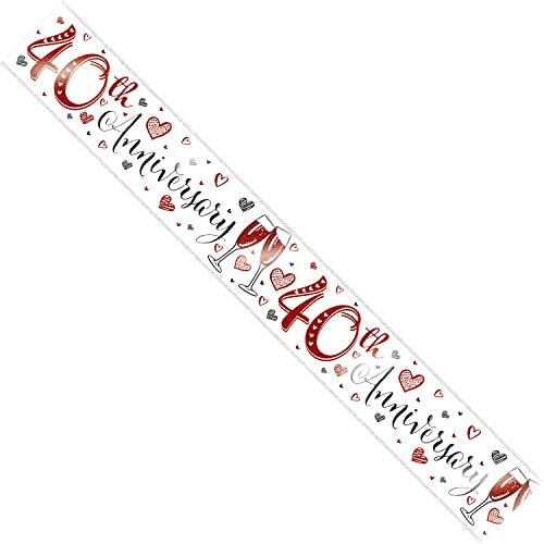 40th Wedding Anniversary Ruby Wedding Holographic Recyclable Birthday Party Banner