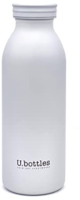 UBottles Bouteille Isotherme 450ml ● Couleur Blanc mat ● Conserve boissons Chaud et Froid ● Compacte, Anti-fuite, Acier Inoxydable, Sans BPA ● Hydratation Élégante et Durable pour Tous