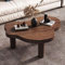 Table Basse en Bois Massif IrréGulier avec 3 Pieds, Table D'Appoint Moderne Ronde Et éPaissie pour Le Salon Et La Chambre à Coucher,Walnut,31×22×16“
