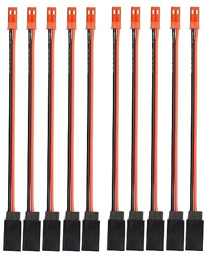 ikarex-shop 10x Stück Adapter-Kabel JST BEC Stecker auf Servo Buchse 100mm RC Verbindung Servokabel Silikon 20 AWG Draht RC Verbinder