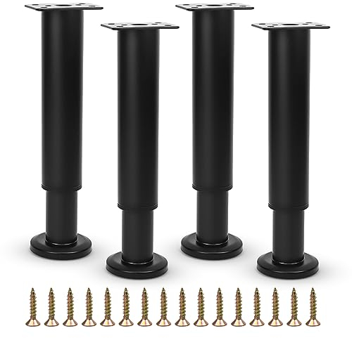 Pied De Lit De Sommier Réglable En Métal - Liaison Pour Meubles, Très Résistant - Convient Pour Lattes, Armoire, Canapé - 18-32Cm Noir - Lot De 4