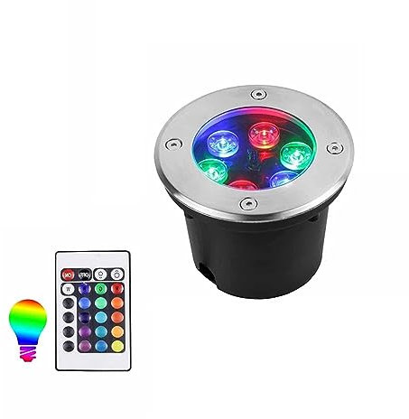 Spot Encastrable Exterieur - RGB Lumière LED Submersible, Projecteur De Sol À LED Avec Télécommande IP68 Étanche Lampe De Jardin Enterrée LED À Changement De Couleur Projecteur Encastré(6W,220v)