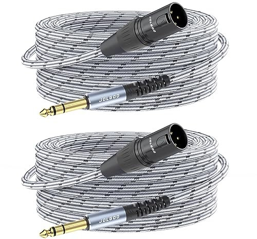 JOLGOO 1/4 Inch TRS to XLR Male Cable, Balanced 6.35mm TRS Plug to 3-pin XLR Male, Quarter inch TRS Male to XLR Male Microphone Cable, 15.3 Meters 2 Pack