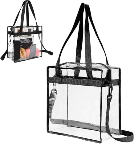 Wisebom Neceser de PVC Transparente, 12x12x6 Ajustable Transparente Neceser Playa Bolso Cosmético Qrueso de Transprent Bolso de Compras para Viajes al Aire Libre