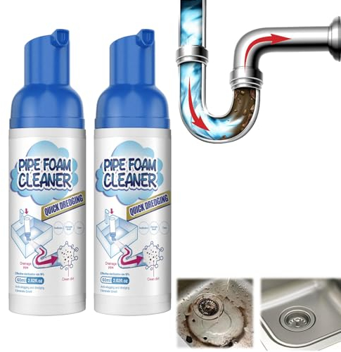 Abflussreiniger & Rohrreiniger, 60ML Intensiv Rohrreiniger Abflussreiniger Schaum für Abflussreiniger Schaum für Küche Bad Waschbecken, Gegen Verstopfungen und Gerüche (2 Stück)