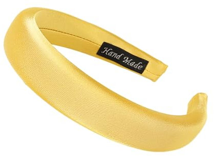 Serre-tête léger élégant - Design surélevé - Couleur unie - Large - Doux au toucher - Bandeau polyvalent - Jaune