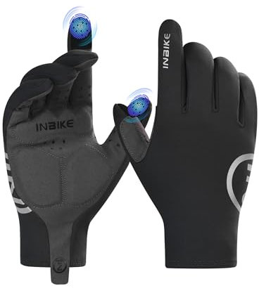 INBIKE Fahrradhandschuhe MTB Mountainbike Handschuhe Herren Damen Winterandschuhe Laufhandschuhe Thermo Handschuhe Warm Winddicht Anti-Slip Touchscrennfähig rutschfest SchwarzSchwarz,M