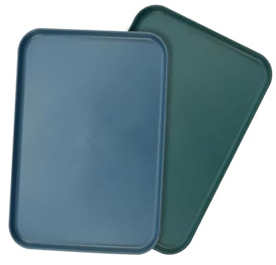 WakiHong 2 Piezas Bandejas Comida Rapida Bandejas Rectangulares de Plástico Bandeja Rectangular Antideslizante para casa,restaurante,bar,cafetería 30.5 * 22 cm