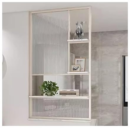 XILYZMO Séparateur D'intimité, Semi-privé Panneau De Confidentialité Paravent, Rayé Verre Mat Clôture, Décoratif Moderne Séparateur Paravent pour Bureau Maison Décoration(B,90x130cm)