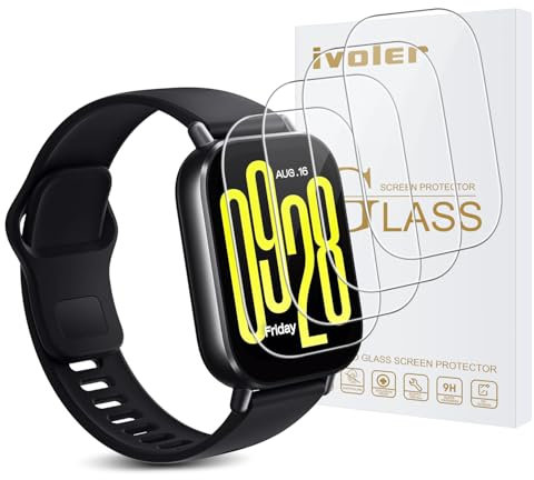 ivoler 4 Piezas Protector de Pantalla para Xiaomi Redmi Watch 5 Active (No para Redmi Watch 5), Cristal Vidrio Templado Anti-Arañazos, Dureza 9H, Antihuellas, HD Transparente, Sin Burbujas