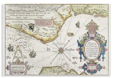 Vintage-Poster mit alten Karten entlang der Küste der Normandie, coole Kunstwerke, Gemälde, Wandkunst, Leinwanddrucke, hängende Bilder, Poster, 50 x 75 cm