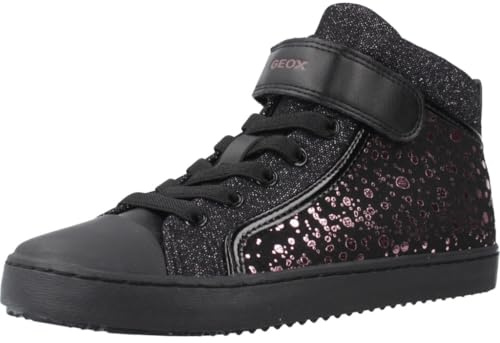 Geox J Kalispera Girl, Scarpe da Ginnastica, Nero/Viola, 31 EU