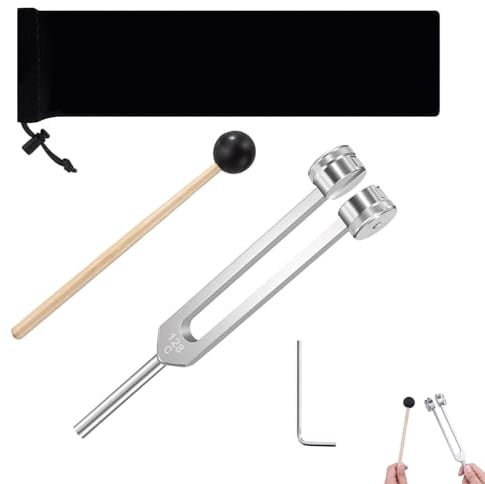 128 Hz Stimmgabel Frequenz Stimmgabel mit Silikonhammer Stimmgabel-Set | Aluminiumlegierung für Klangheilung Meditation emotionale und spirituelle Gesundheit